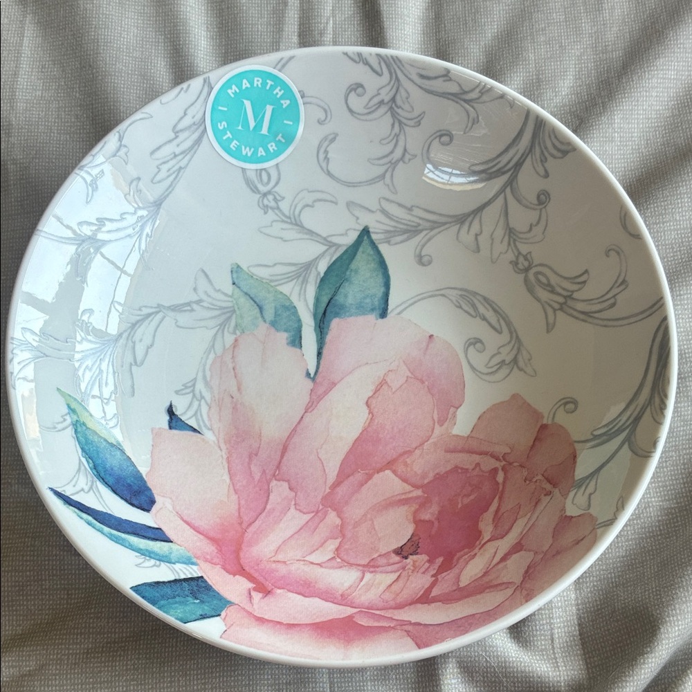 Martha Stewart Floral Dinnerware Bowl - Pink and green-Set of 2